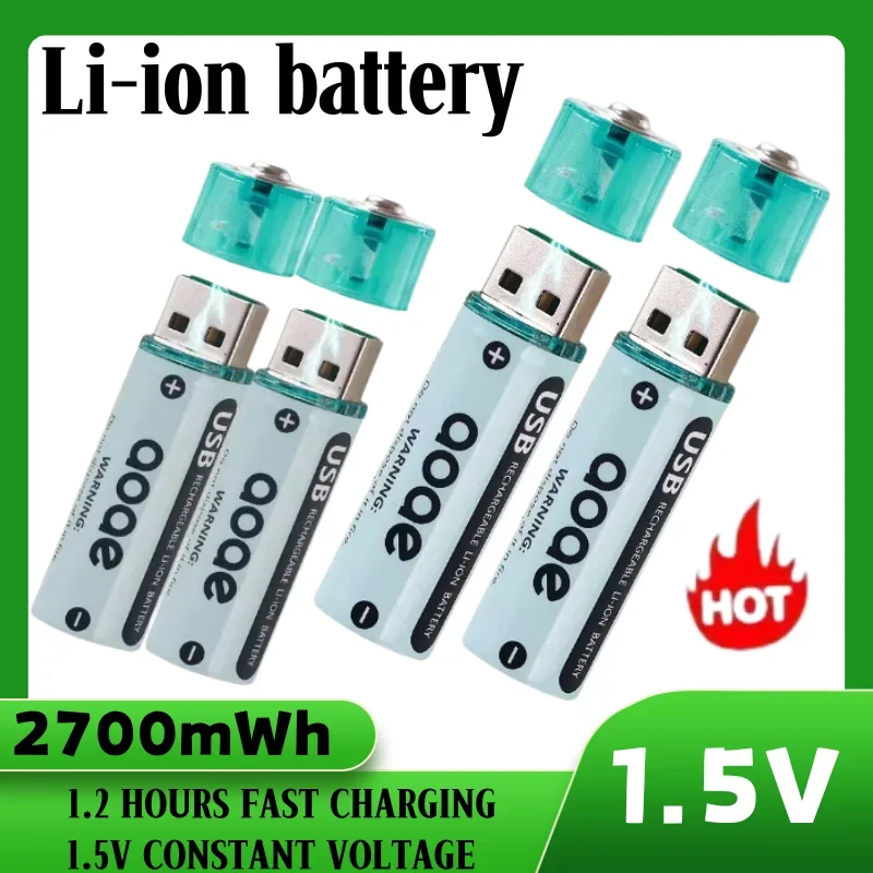 USB AA 1.5V battery USB rechargeable lithium ion battery 2700mWh AA Li-Ion battery for Remote Control Toy light Batery pilha aa