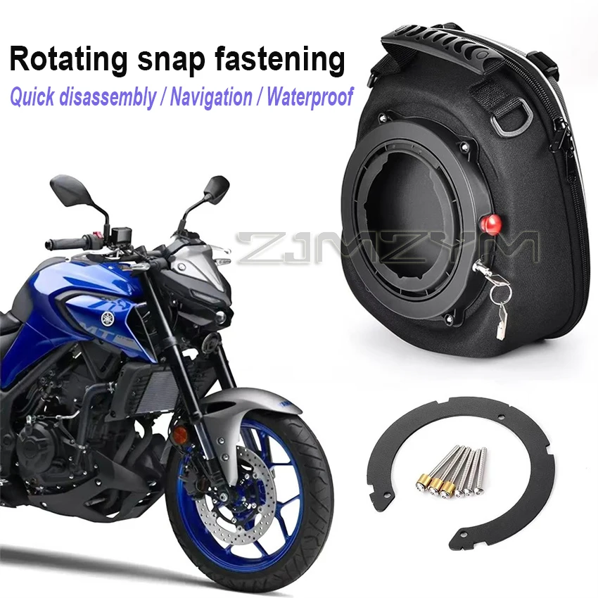 For YAMAHA MT125 MT-03 MT-09 TRACER 9 GT + Tank Bag Quick Lock Motorcycle Backpack Luggage Top Fuel Tank Case Navigation Bags