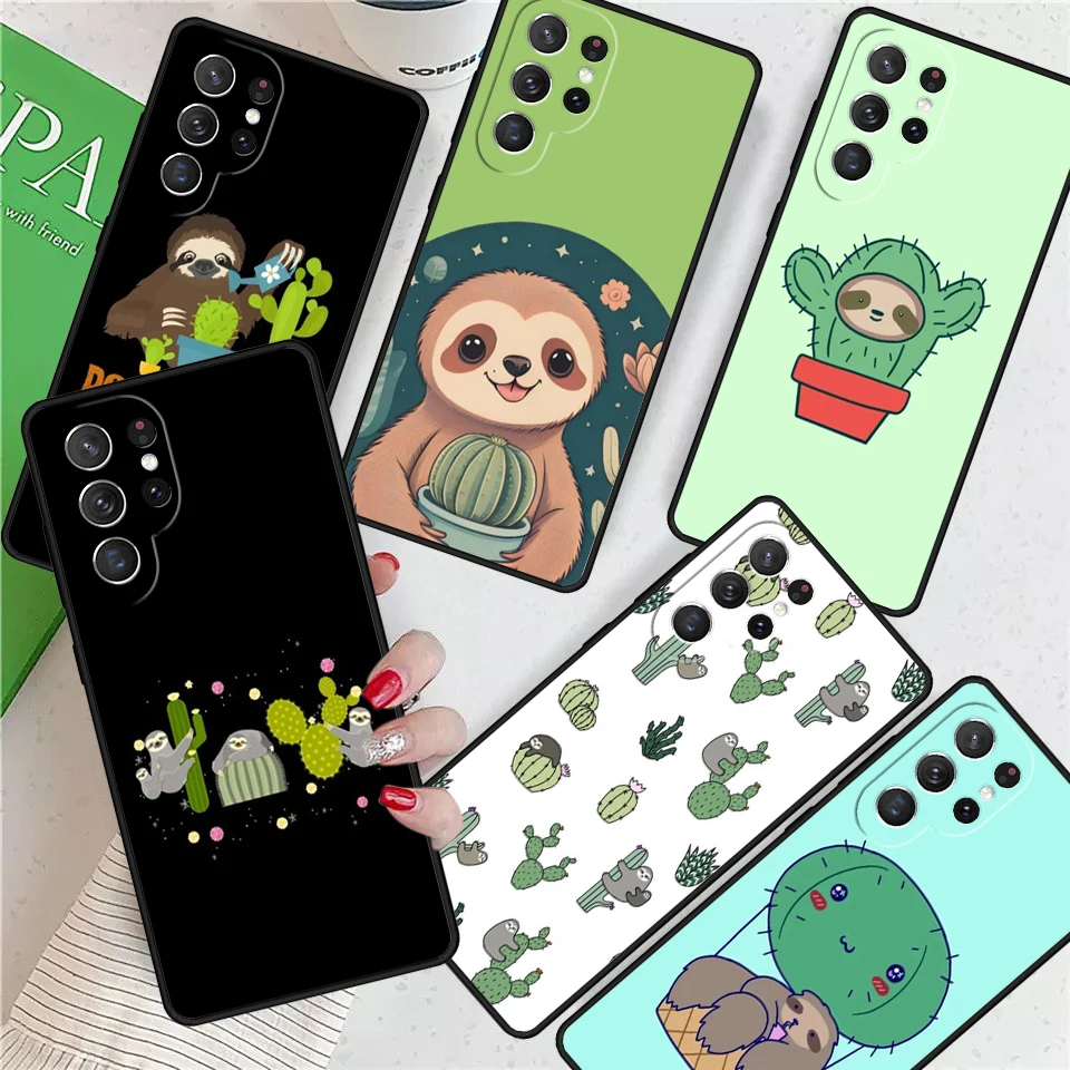 Cacti Sloths Back For Samsung Galaxy S24 Ultra S21 S22 S8 S9 S10E Note 10 20 Plus FE S23 Phone case Cover Coque