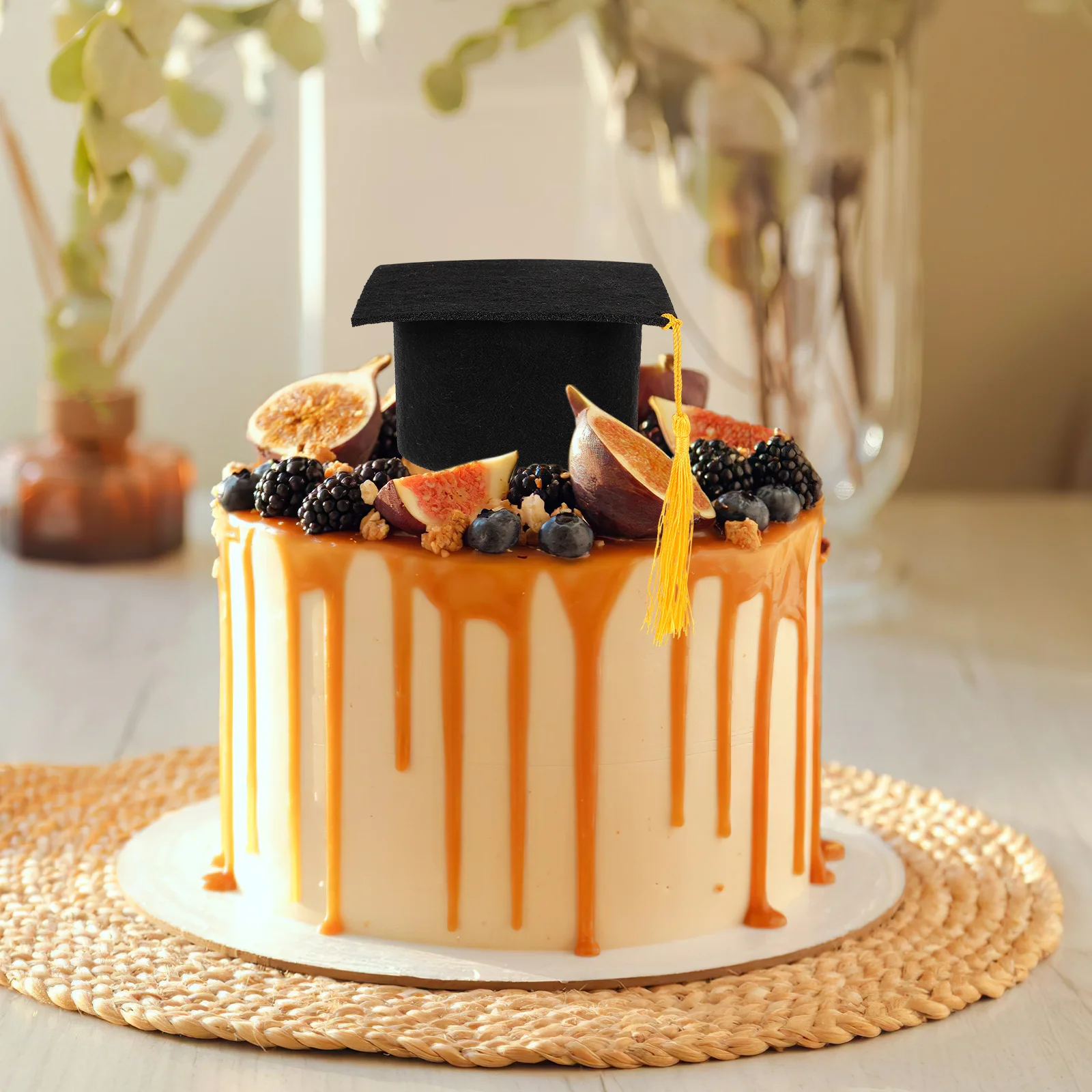 

5 Pcs Felt Graduation Hats Mini Lightweight Party Supplies Cake Toppers Decorations School Celebration Accessories