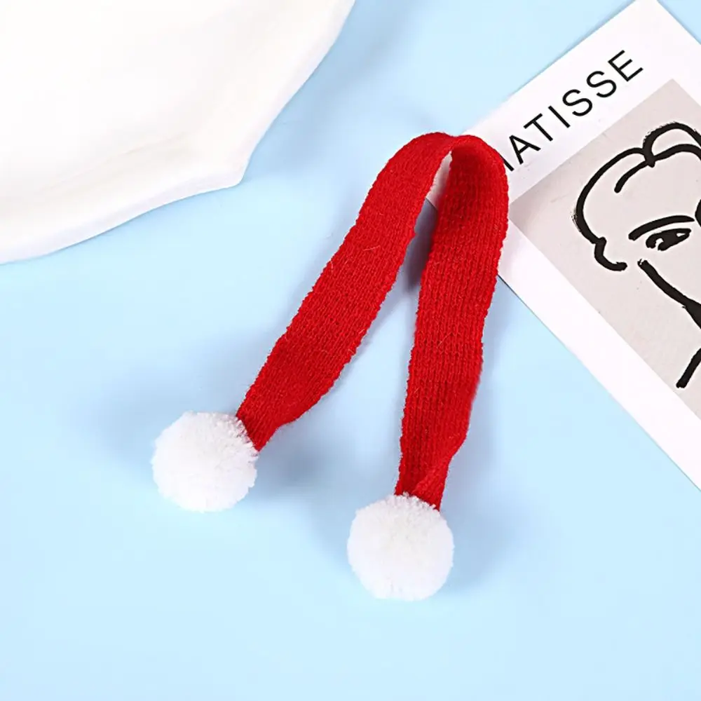 

Acrylic Fibers Mini Scarf Ornament Toy Red And White DIY Craft Knit Scarf Doll Decoration Stripes Knit Mini Knitting Scarf