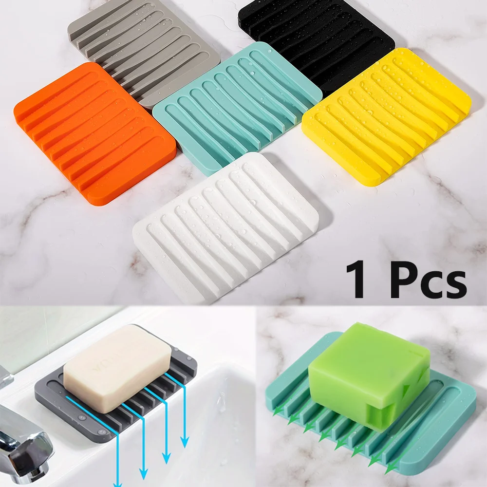 

Self-Draining Silicone Soap Holder Non-Slip Quick Dry Bar Soap Saver Pad Bathroom Soap Dish Tray Storage