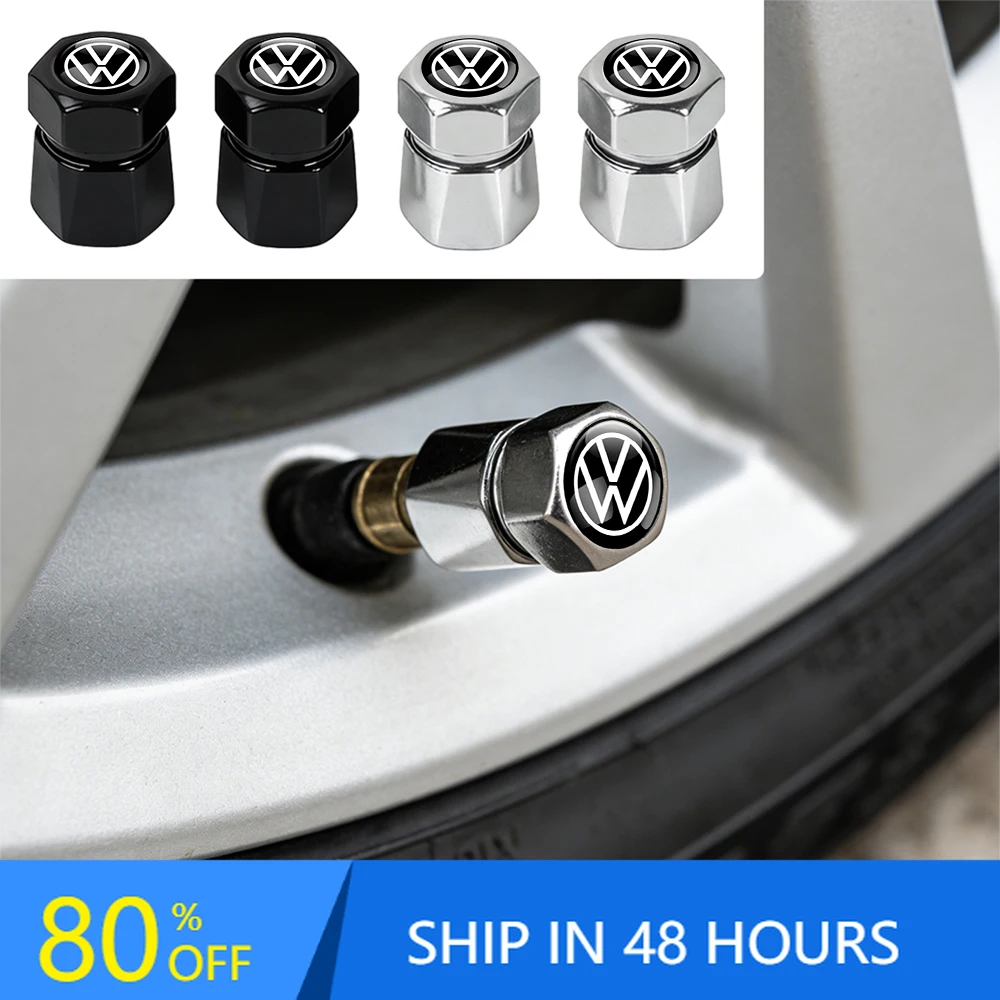 

Styling Mouldings Car Accessories 4Pc Metal Alloy Wheel Tire Valve Caps Stem Case For Volkswagen GTI Golf Polo 6 7 Passat VW CC