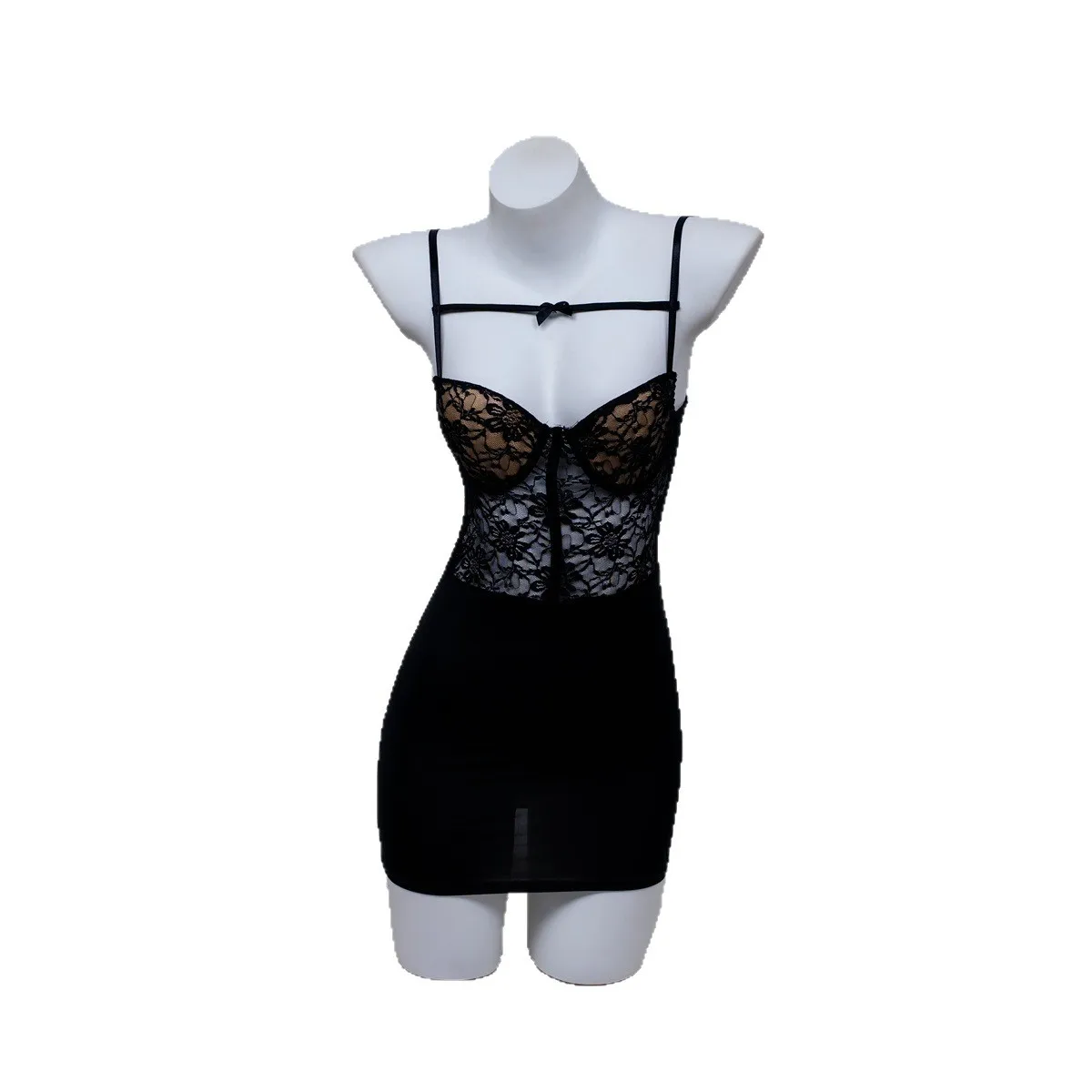 

Sexy Nightdress New Lace Underwire Chest Pad Bodycon Flirting Nightclub Sexy Pure Desire For Woman Dress Elegant Charming DAUG