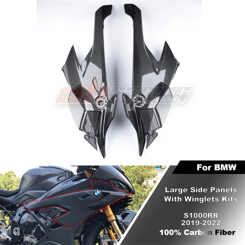 Winglets Air Deflector & Front Large Side Panels For BMW S1000RR 2019-2022 Full Carbon Fiber 100%