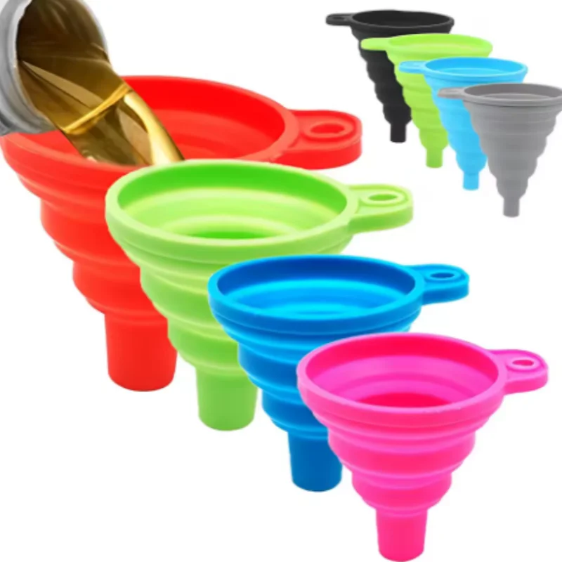 1/3/5/10pcs Mix S/L Kitchen Silicone Collapsible Funnel Set of Foldable Cooking Food Grade for Filling Bottles Perfume Capsules