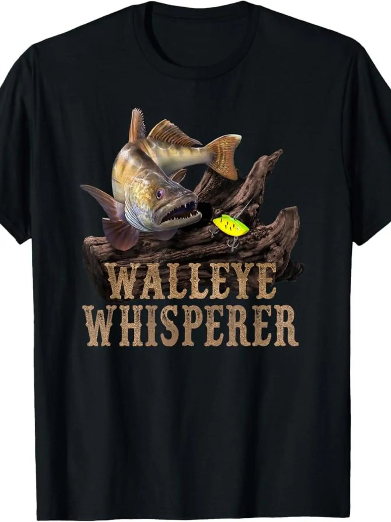 

Walleye Whisperer 100 Made Us Large Walleye Whisperer T shirt with Fishing Lure Drawing