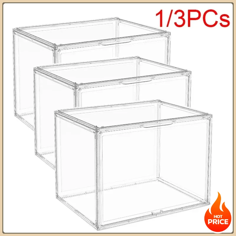 Boîte de rangement de grande capacité, organisateur pour figurines, boîte en acrylique, boîte aveugle transparente, vitrine, organisateur de maquillage pour sac d'exposition, anti-poussière