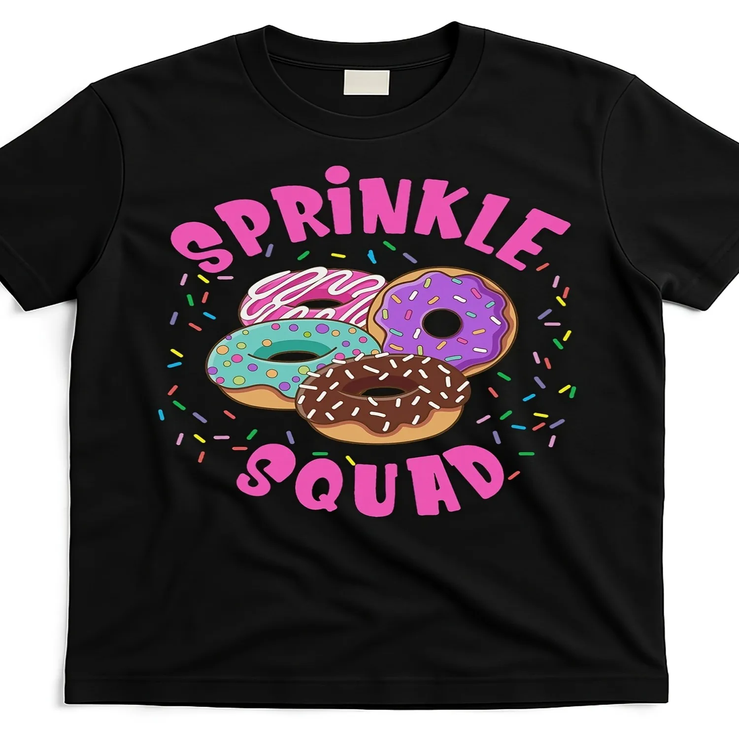 Donut Sprinkle Squad Sprinkle Donut T Shirt Dss3098956 at Black Product ImageSame Style for Men and Women 2025 Summer Short-sleeved Printed T-shirt Pure 220G Unisex tshirt, Graphic tshirt