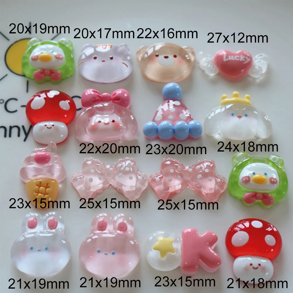 10PCS Clear Mushroom Series Resin Flat Back Cabochons For Hairpin Scrapbooking DIY Jewelry Craft Decoration Accessories