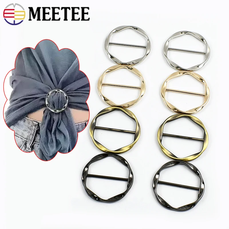 

10/20Pcs Meetee 35/40mm Metal Ring Buckle Scarf Clips Fasteners T-shirt Corners Buckles Clothes Adjustable Slider Rings Hook