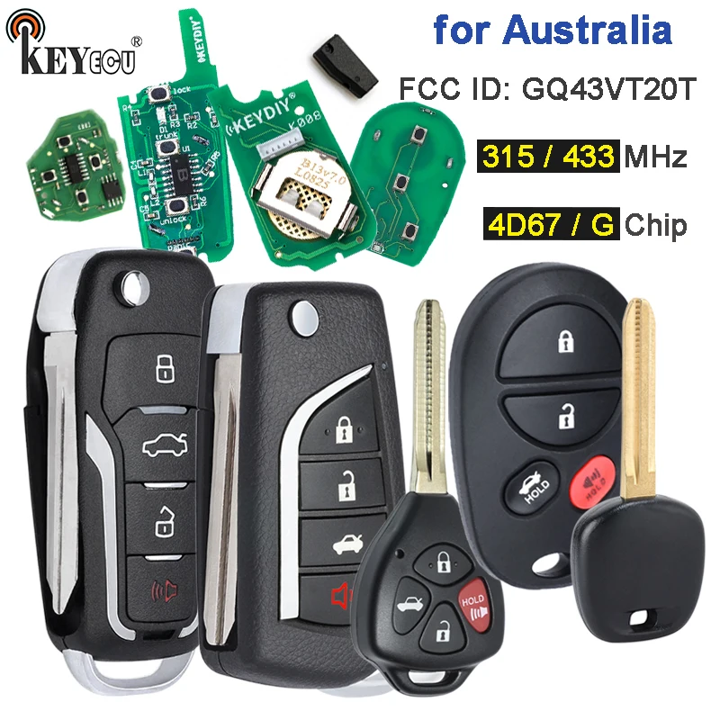 

KEYECU 433MHz 4D67 / G Chip Upgraded Remote Key Fob for Toyota Toyota Australia Camry Highlander Aurion 2006-2014