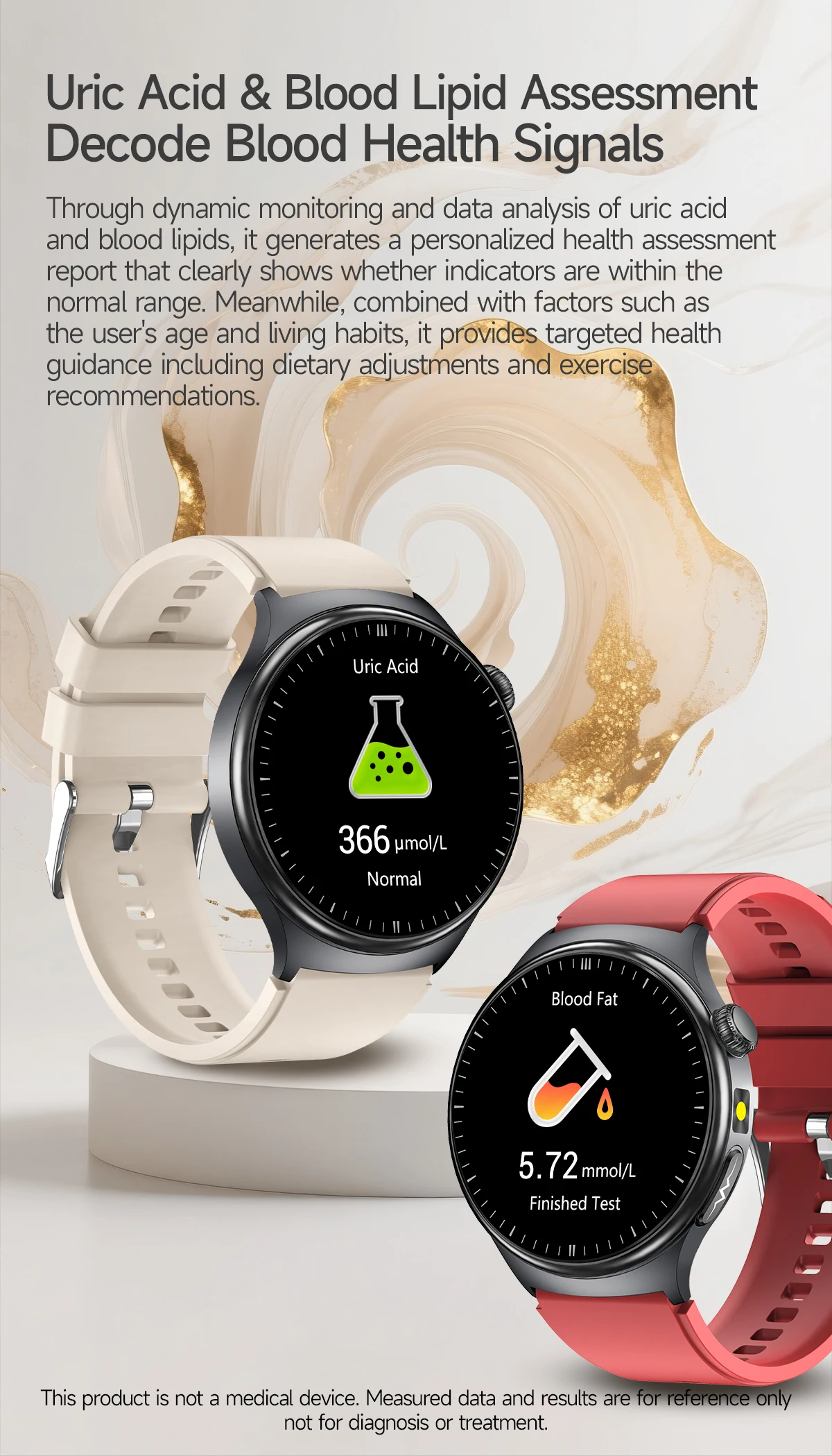 Präzise Mikro-Physikalische Untersuchung Gesundheits-Smartwatch Blutdruck Harnsäure Körperfett Fünf-Organ-Analyse Anrufuhr für Männer und Frauen – Detail 16