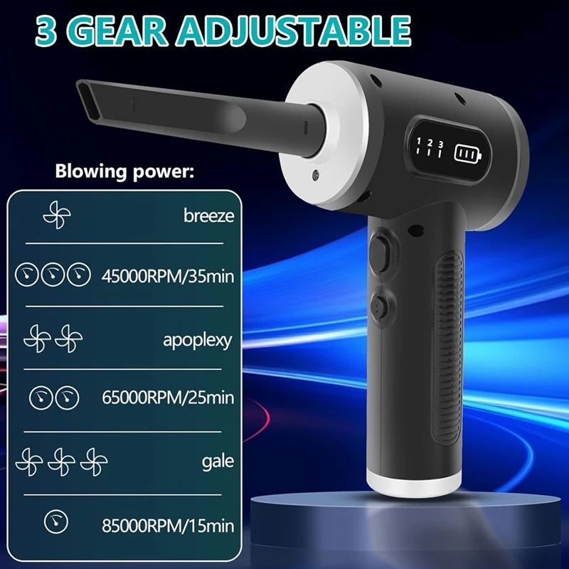 Пылесос 2-в-1 Электрическая тряпка со сжатым воздухом, Беспроводная тряпка и пылесос, Воздуходувка, 3 регулируемые скорости