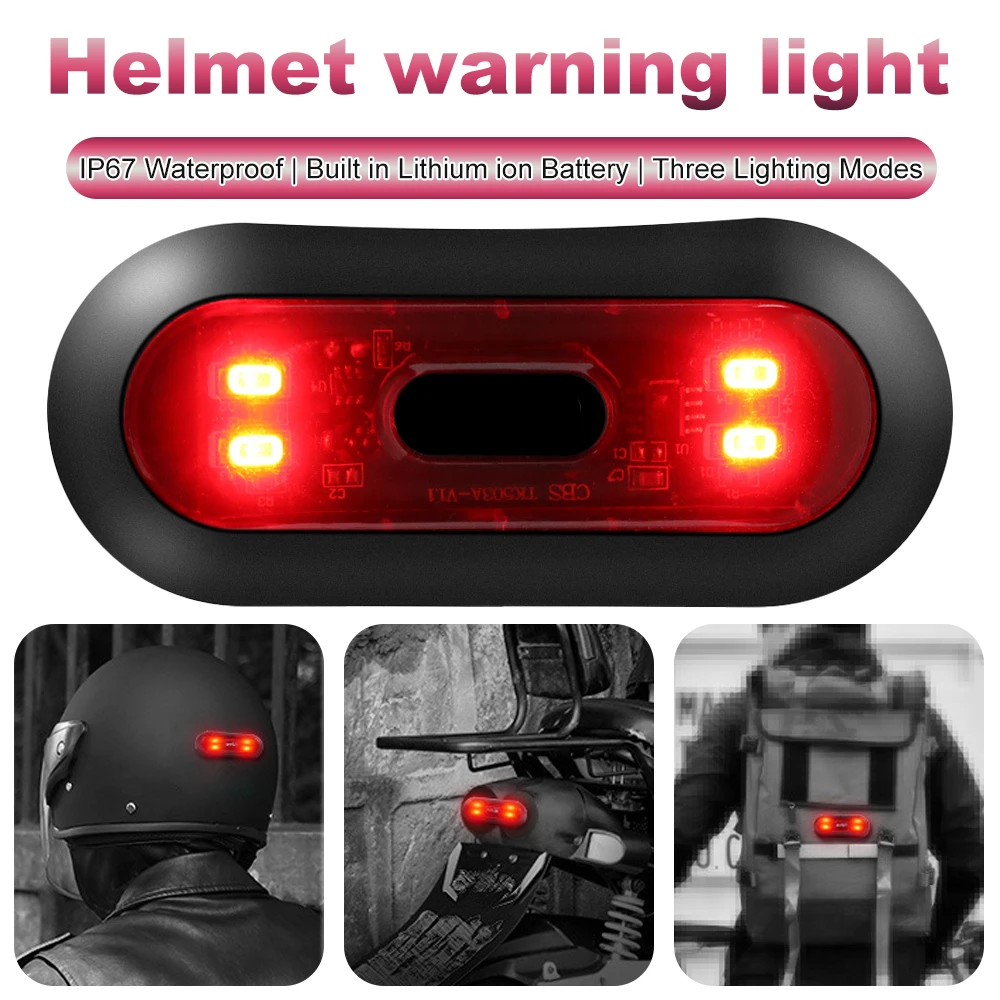 

Motorcycle Helmet Light Bicycle Tail Lights Motorcycle Bicycle Helmet Safety Signal Warning Light Waterproof LED Rear Light