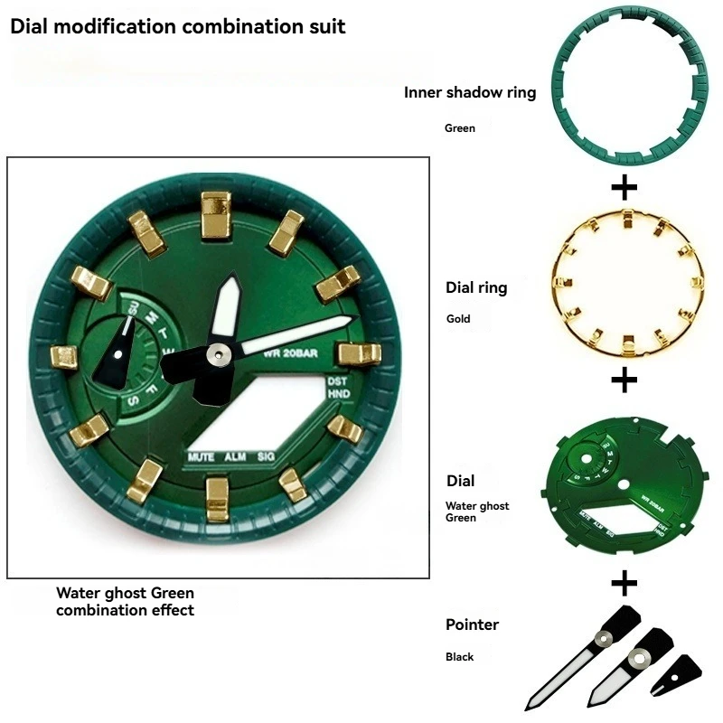 Traje combinado GA2100, Kit MOD, placa de esfera de reloj, escala facial, anillo de capítulo, reloj para Casio G-SHOCK 2110 GA-2100 para Casioak
