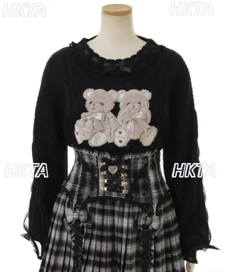 

2025 Autumn New Cute Bear Sweaters Coat Fashion Versatile Loose Casual Pullover Knitted Sweater Women Girls Japanese Liz Sweater