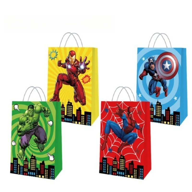 12 قطعة من حقيبة الورق الكرتونية الجديدة ذات طابع مارفل للأولاد والبنات وحقيبة يد لحفلات أعياد الميلاد والمهرجانات