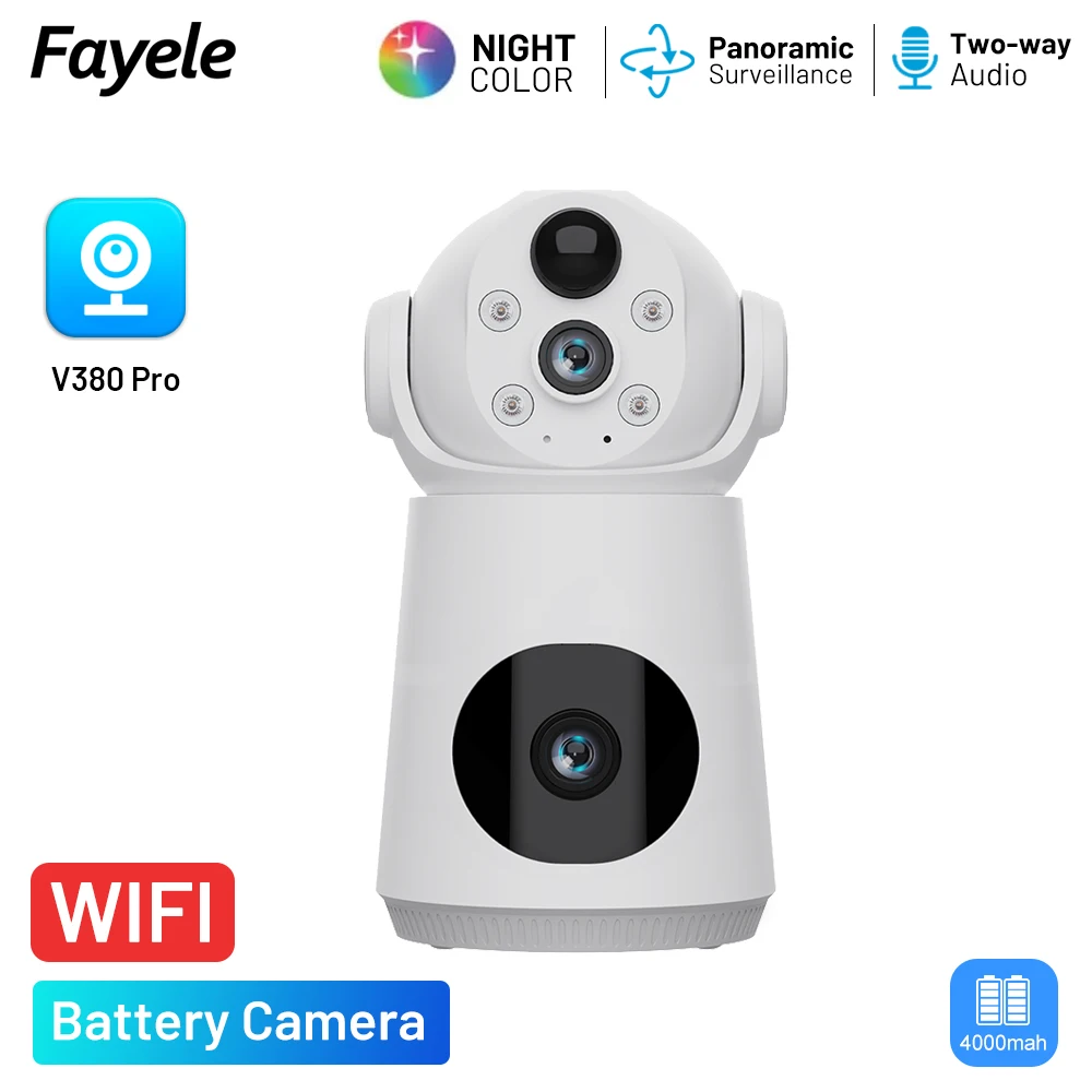 CCTV Security Wireless Wifi Battery Camera Smart PIR Detection Day Night Home Audio Video Surveillance Indoor IP PTZ Camera V380