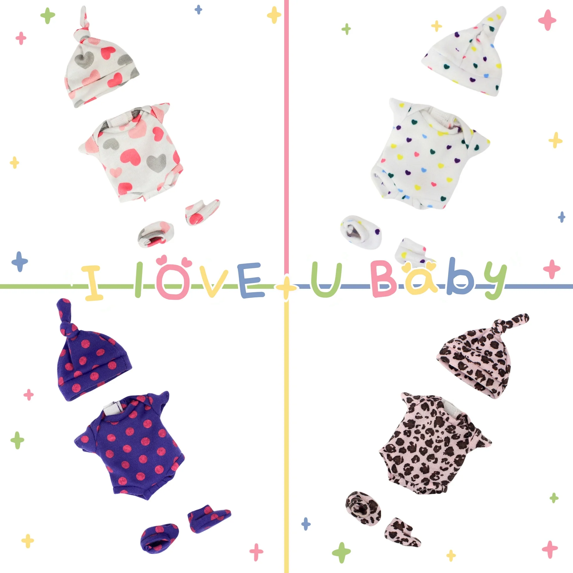 4 Styles Cuddly Mini Bebe Reborn Clothes Sets for 13cm-15cm Reborn Baby Dolls High Quality Outfits For Doll's Gift