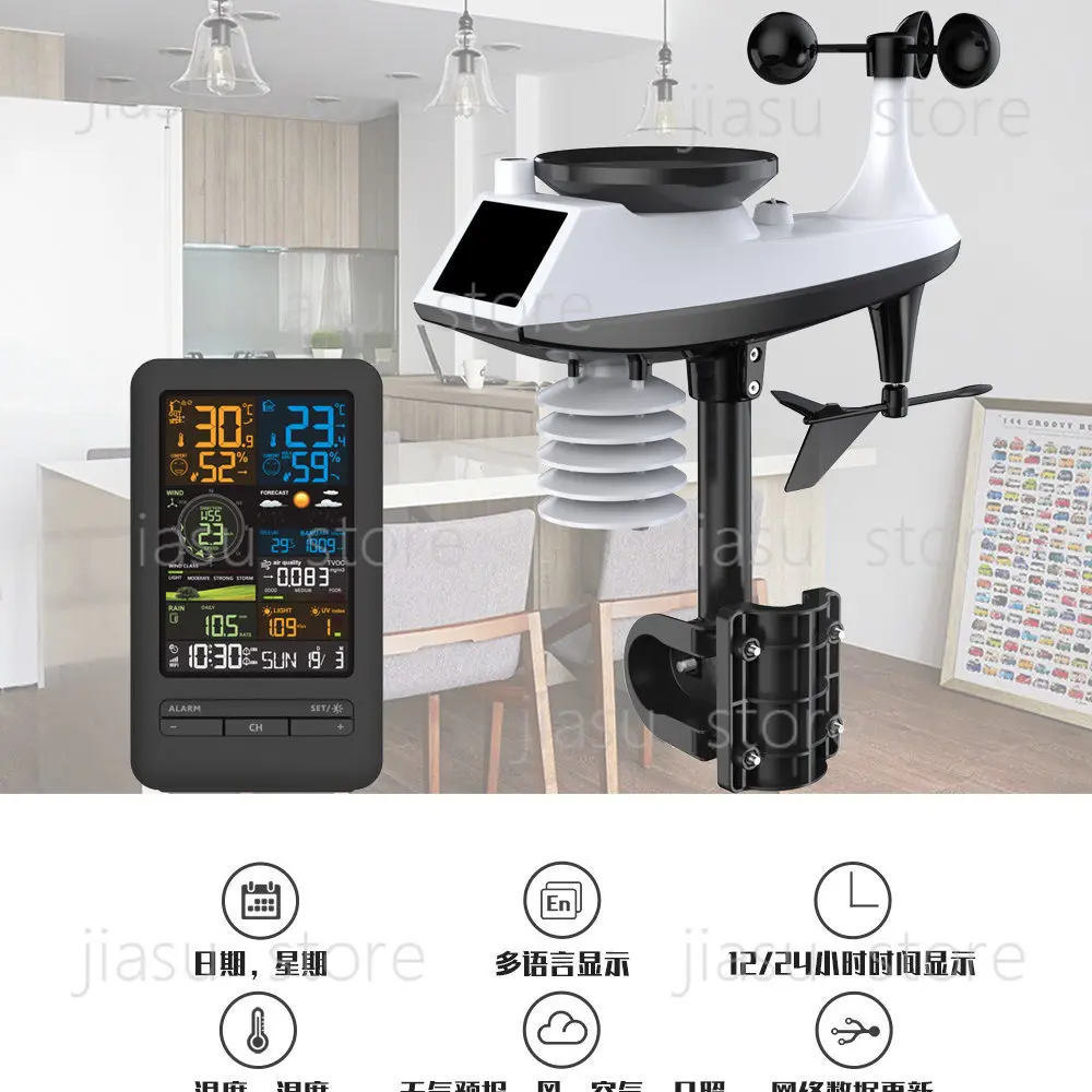 

Graffiti WiFi Smart Weather Station Alarm Clock Temperature Hygrometer Wind Speed Anemometer Color Screen Digital Clock