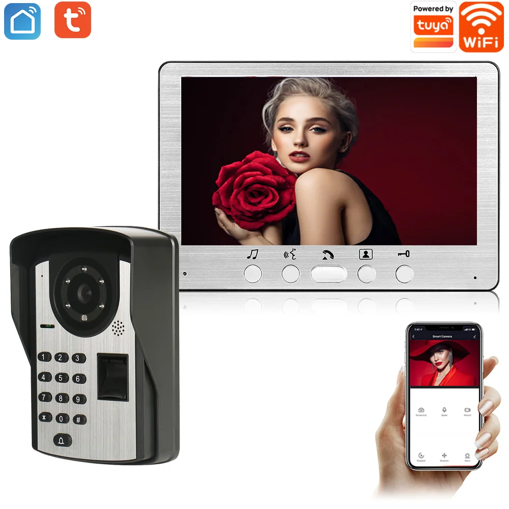 

SYSD 7 inch Monitor Video Intercom for Home Tuya WiFI Video Doorbell 1080P Camera Fingerprint Password Unlock for Apartment