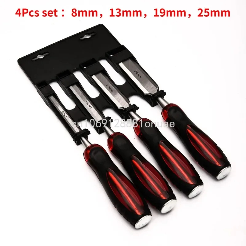 

4-piece set of plastic handle chrome vanadium front steel woodworking chisel wood chisel diy carpenter carving knife diy bag