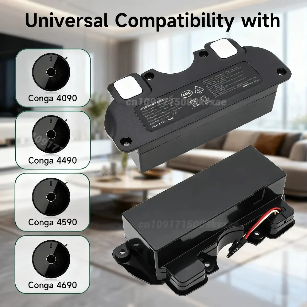 14.4V 12800mAh Vacuum Cleaner Battery Replacement for Cecotec Conga 4090 4490 4590 4690 Long Lasting Rechargeable Power