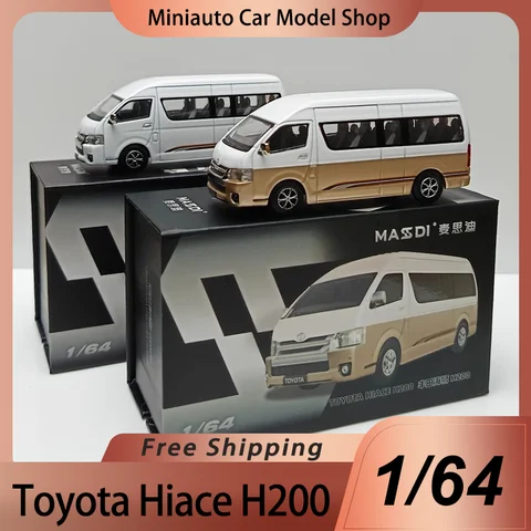Nytt i lager Masdi 1:64 Toyota Hiace H200 Legering Miniatyr Diecast Modell Toyota Hiace Buss MPV Bilmodell Leksaker Barnprydnad Present 10 best sales gjuten Hiac - №3