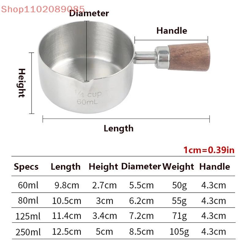 1 Pcs Stainless Steel Steak Sauce Cup With Walnut Handle Baking Measuring Spoon Reusable Food Storage Container Kitchen Tools