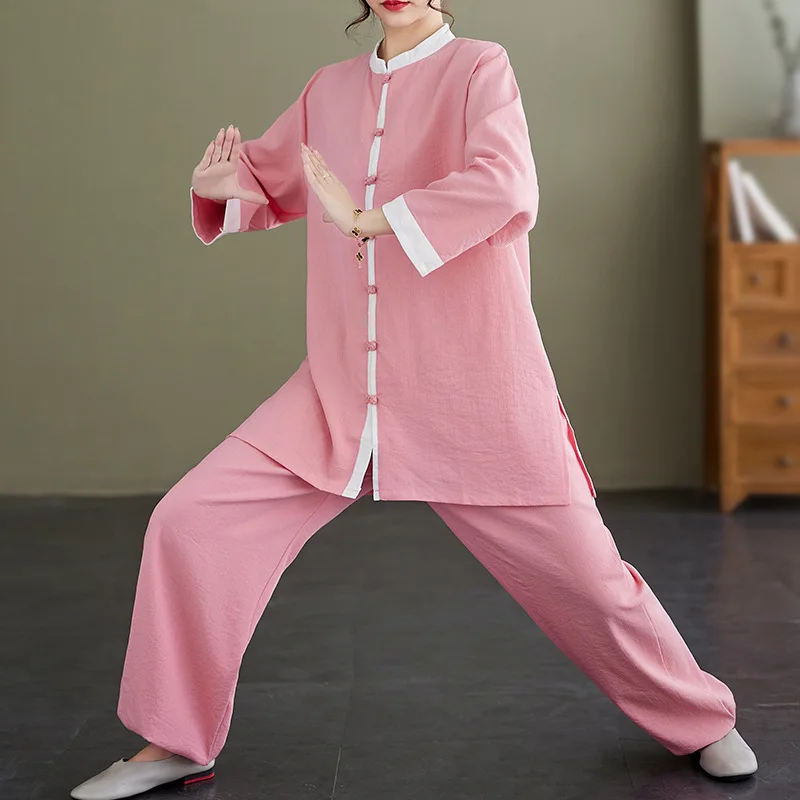 

Chinese Style Tang Costume Fashion Tai Chi Suit Set Practice Suit Two-piece Set Wushu Clothing