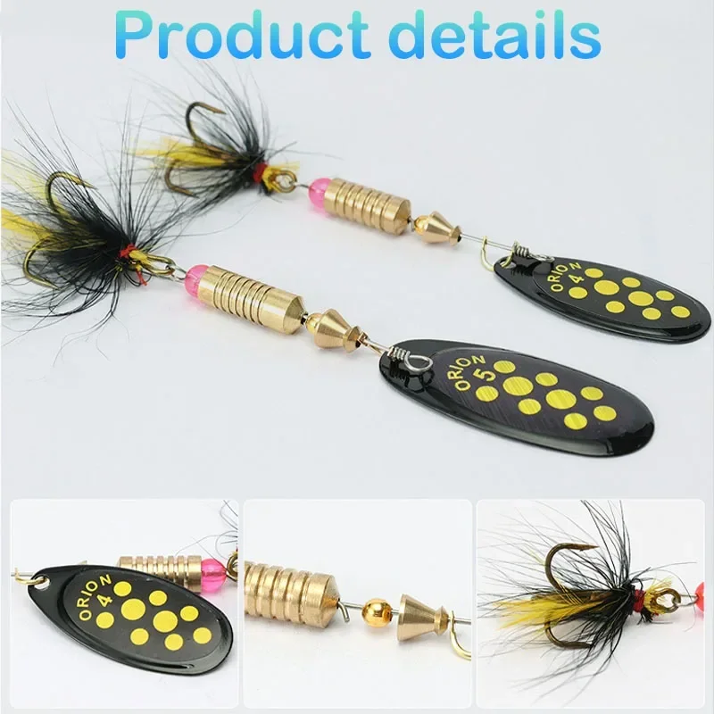 Spoon Sequins Wobblers Bass Pesca With Feather Hooks 3.5g/4.5g/7g/9g/12g Metal Hard Bait Rotating Spinner Fishing Lure