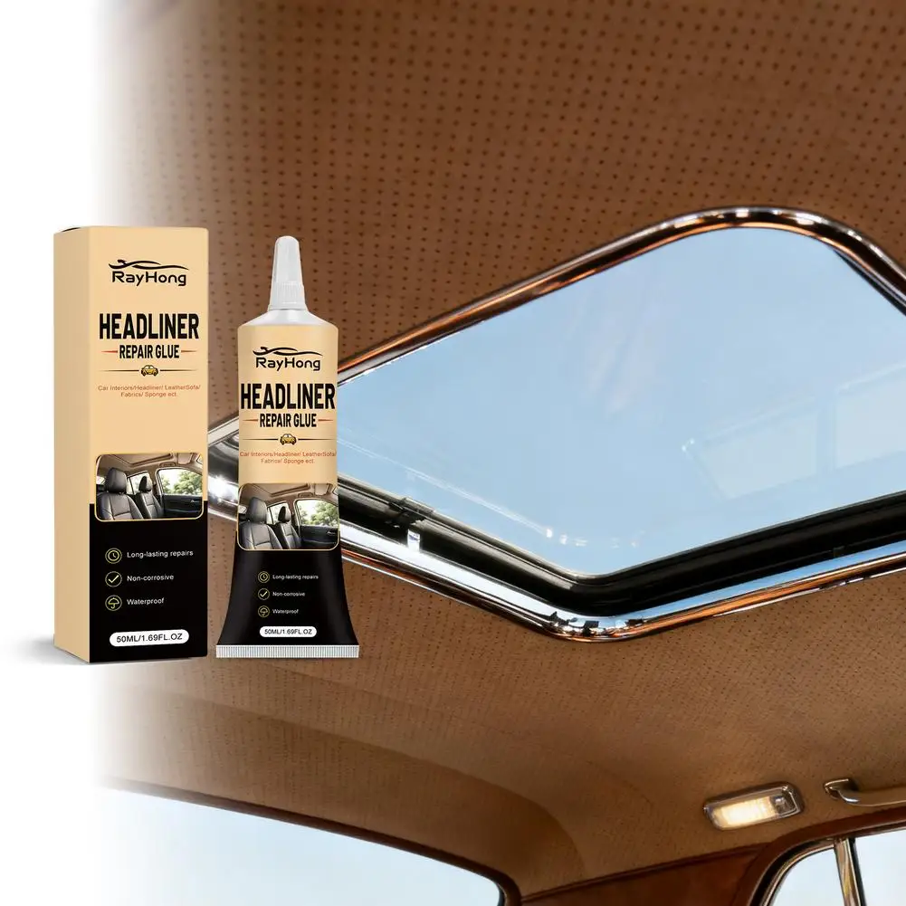 Car Roof Liner & Interior Repair Glue Flexible Adhesive for Fabric Vinyl Leather Repair Fixes Sagging Headliners Seams Tears