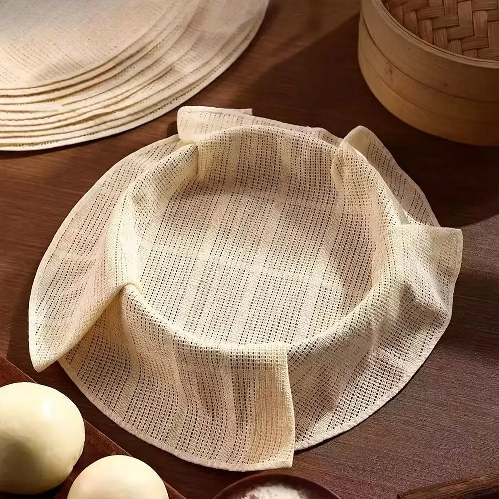 New Cotton Round Steamer Cloth Non-stick Mesh Steaming Liner Breathable Reusable Steamer Mat Dumpling Making