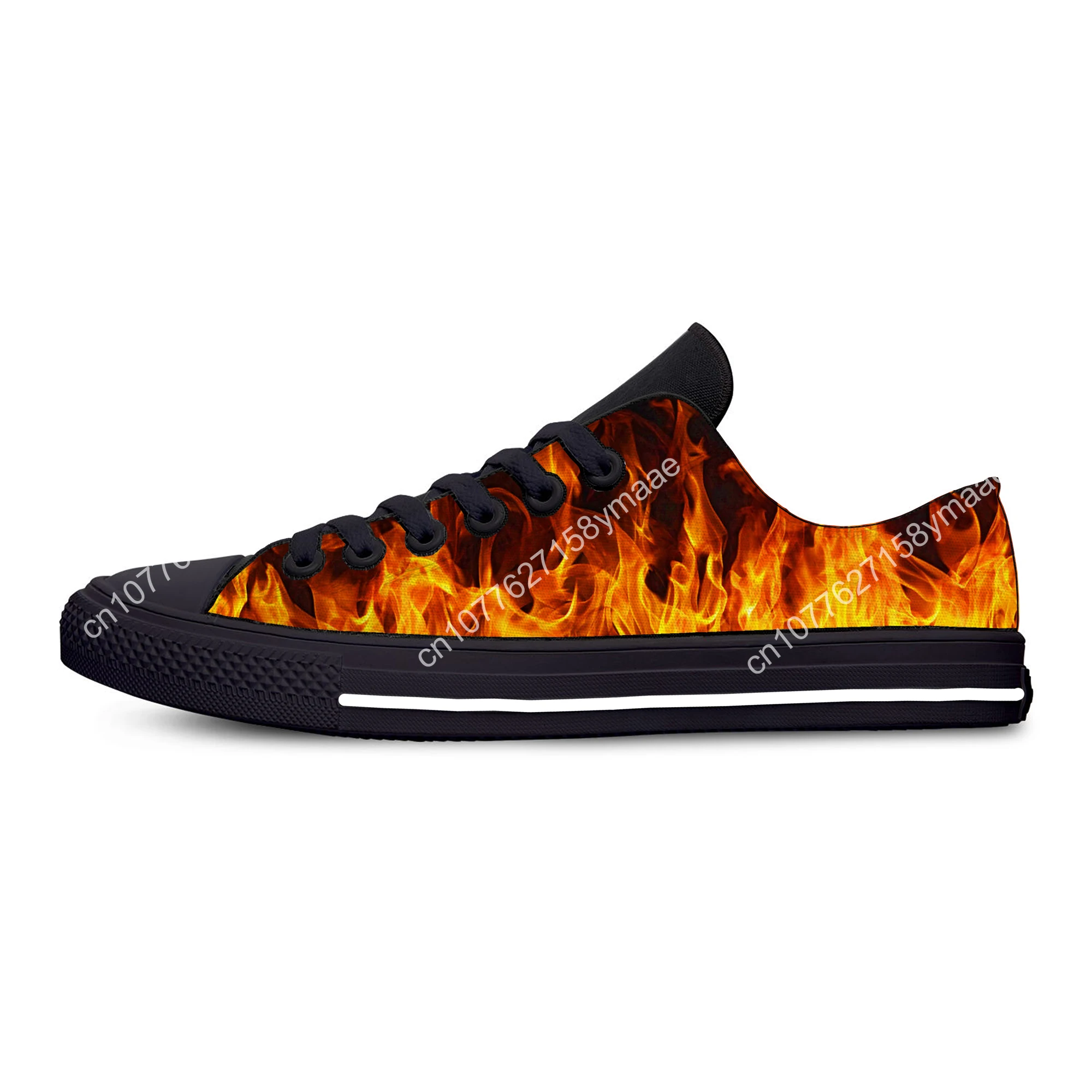 Hot Cool Summer Anime Cartoon Flaming Flame Fire Fashion Funny Casual Cloth Shoes Low Top Men Women Sneakers Classic Board Shoes