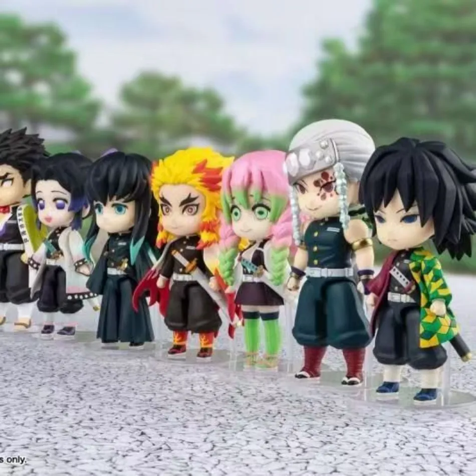 Q نسخة شيطان القاتل عمل الشكل، يجلس شبح دمية، Tanjiro، Nidouzi، Inosuke، Zenizu نموذج الفيلم اللعب، gifs 4-15 قطعة / المجموعة #3