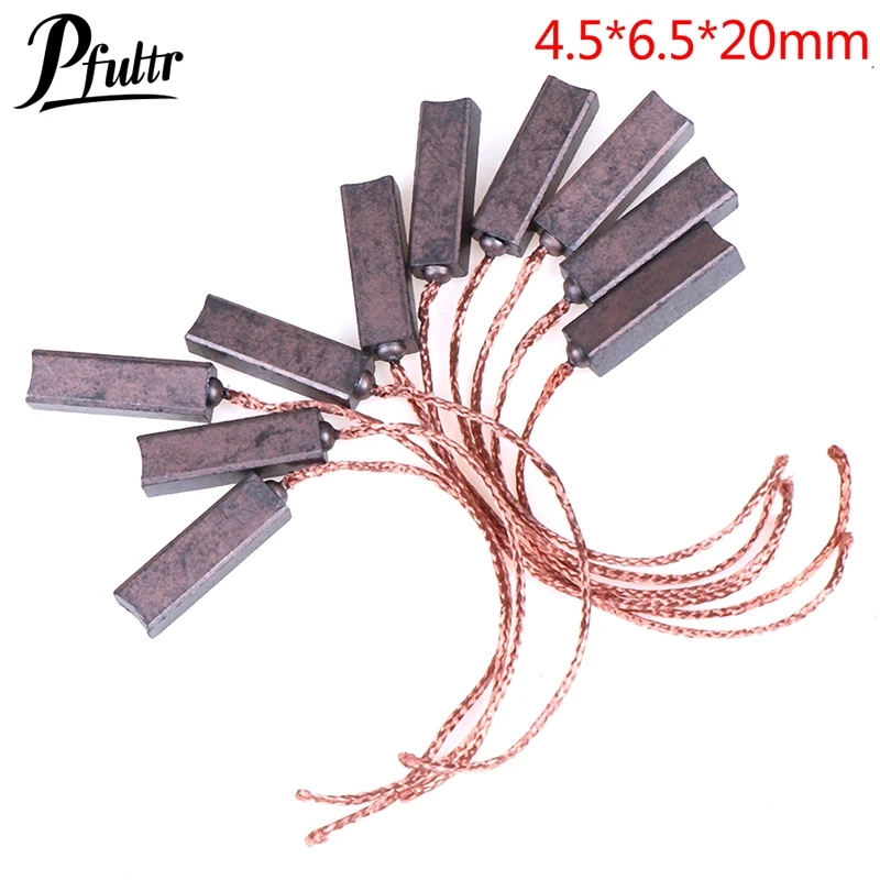 

10Pcs/Set 4.5* 6.5 *20mm Motor Carbon Brushes Regulator Carbon Brush Carbon & copper