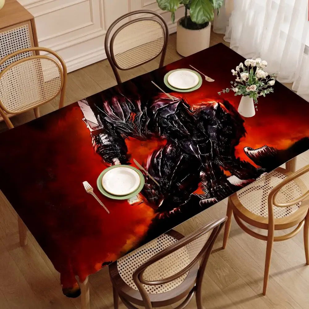 B-Berserk Guts Comic Anime Waterproof and Oil-proof Tablecloth Bedside Table Dustproof Decorative Cloth Living Coffee Tablecloth