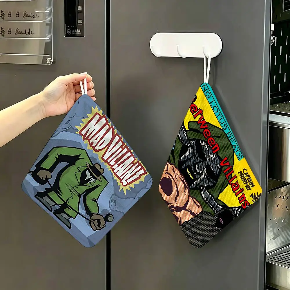 M-MF DOOM Thickened Polyester Cotton Hanging Towel, High Absorbent Hand Wiping Towel for Indoor Use