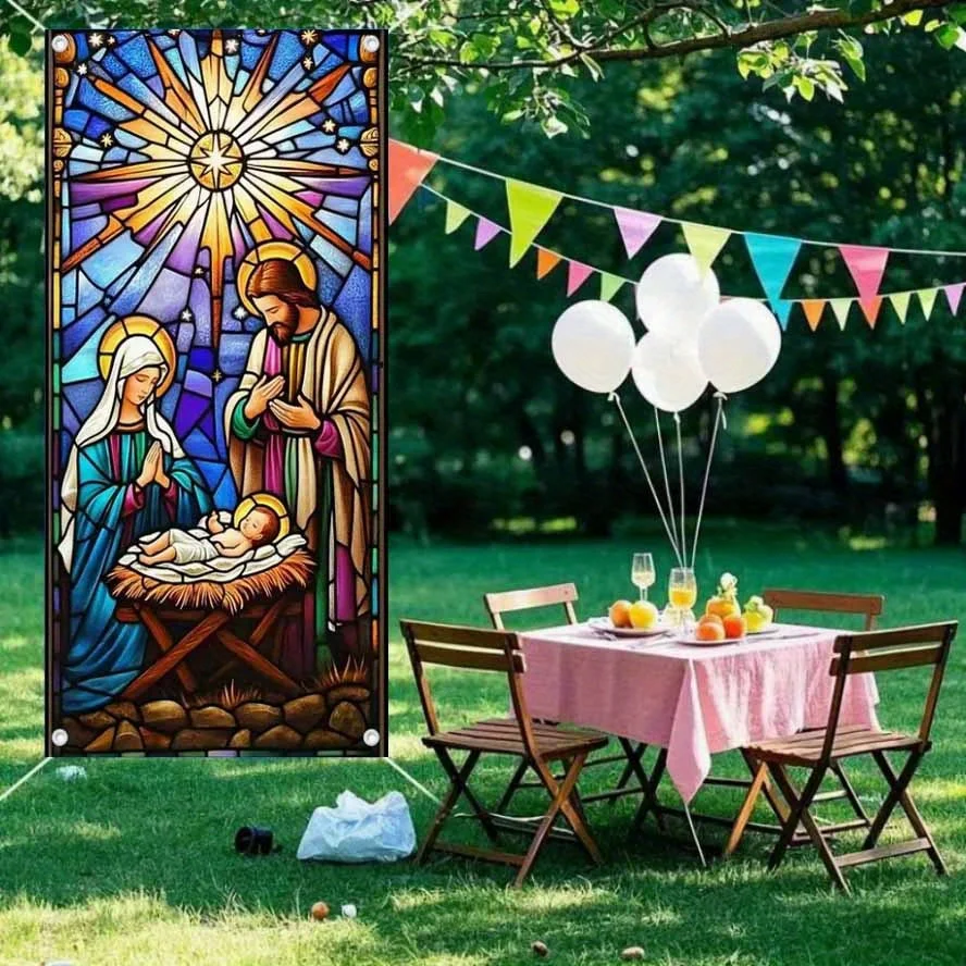 علم باب ثنائي الأبعاد، علم باب بوليمر واحد لحفلة الميلاد مع تصميم مشهد عيد الميلاد #4