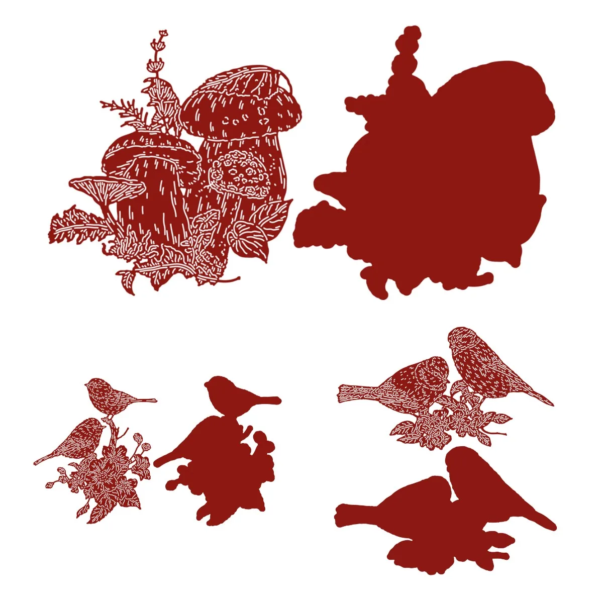 

Mushroom Flower Bird Metal Cutting Dies Scrapbook Diary Decoration Stencil Embossing Template Diy Greeting Card Handmade