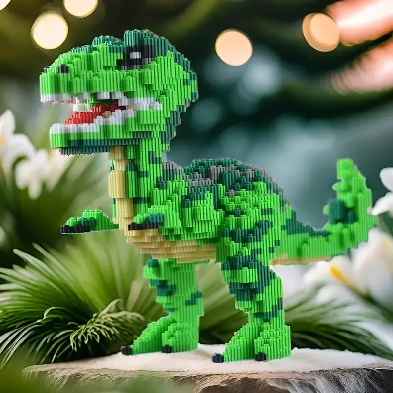 

3758 Строительные блоки «Зеленый динозавр», стойка регистрации компании, украшения для гостиной и кабинета, праздничные подарки, награды за школью, подарки на канун Рождества, рождественские подарки