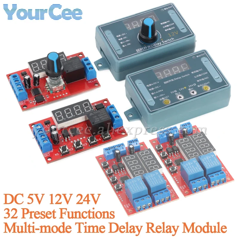 DC 5V 12V 24V 10A Digital Timming Relay Timer Delay Trigger Switch LED Timer Control Switch Adjustable Time Delay Relay Module