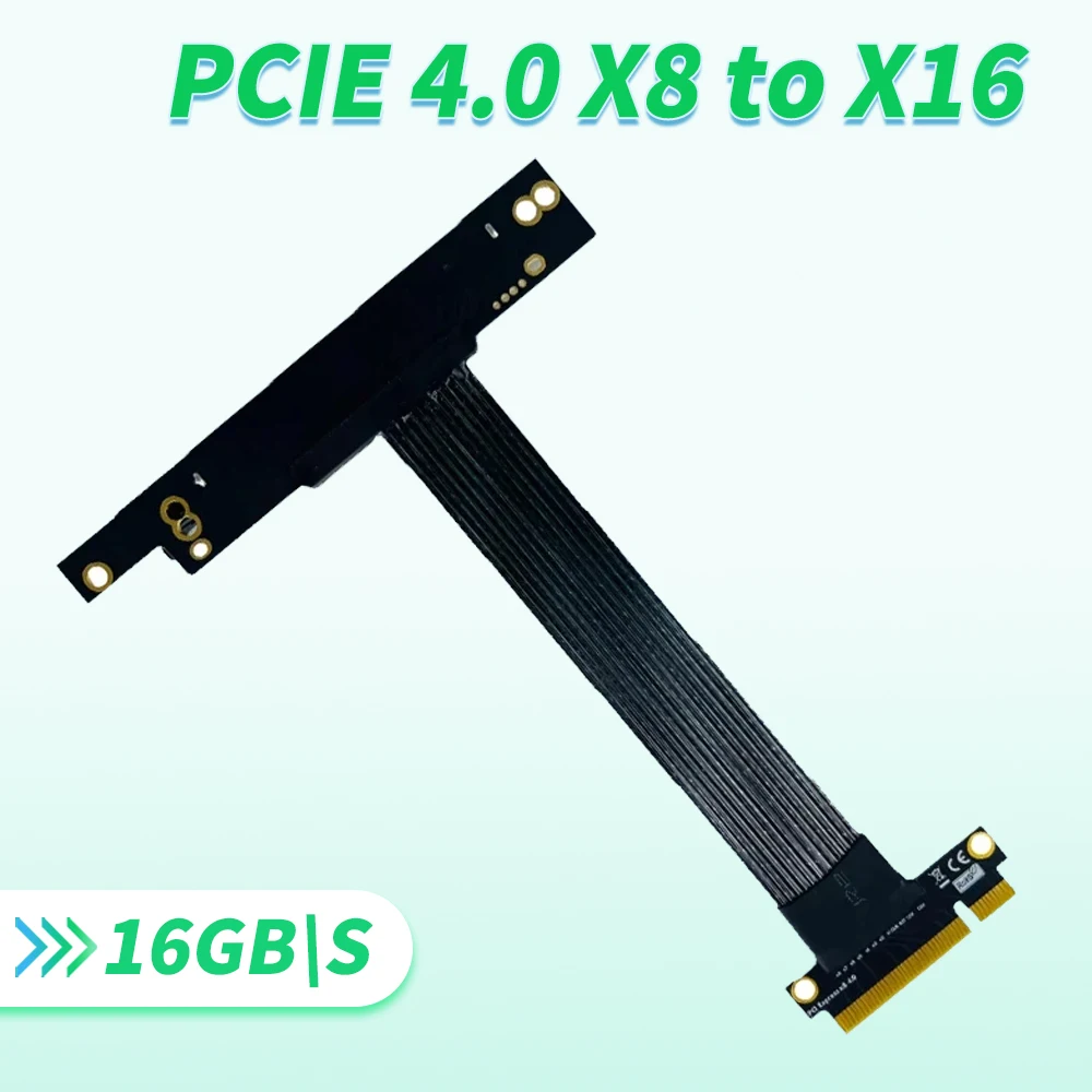 

Riser PCI Express 4.0 X8 To X16 High-speed Extension Cable GEN4 Lossless PCI-e 8x 16x Anti Right Angle 270 Degrees Cable