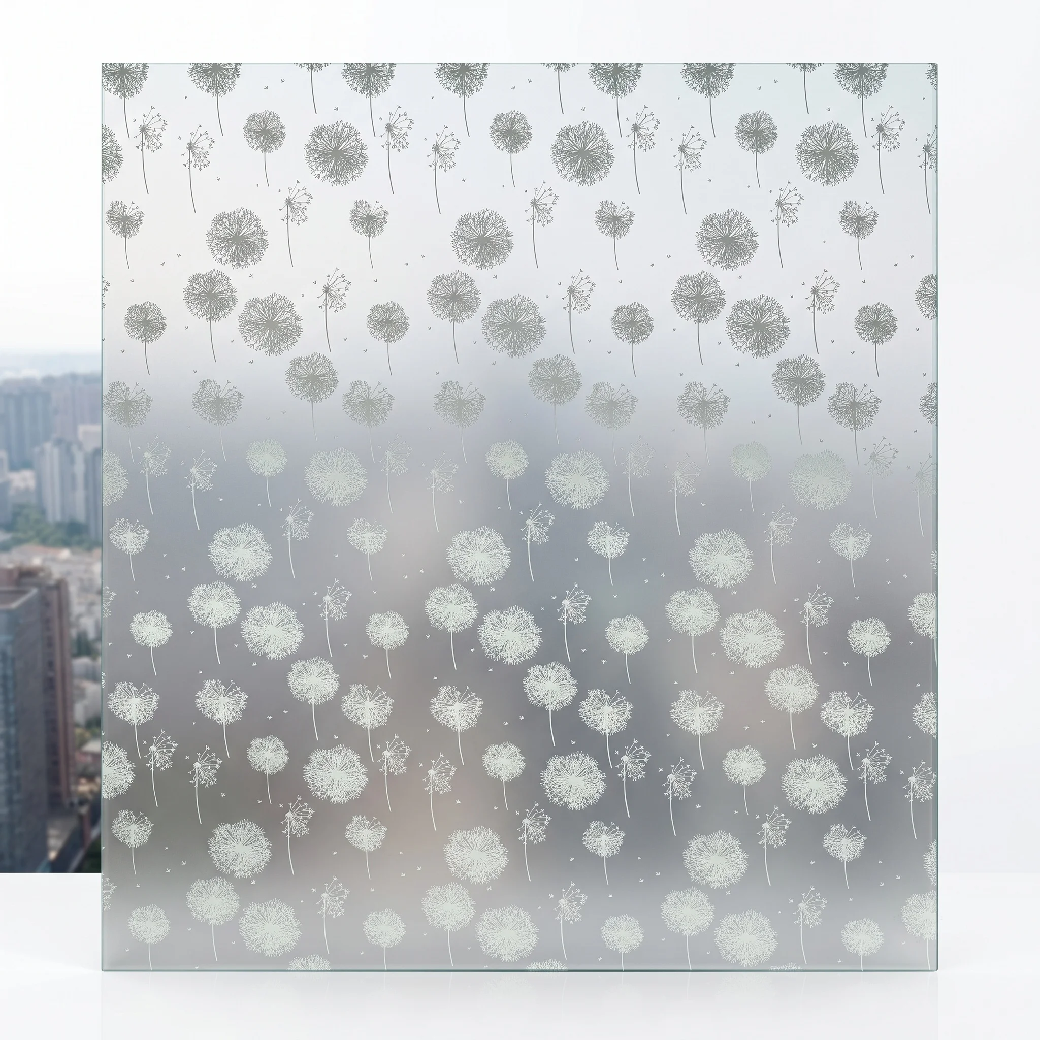 Dandelion Self-Adhesive Frosted Privacy Glass Sticker Anti-Peeping Window Tint Light Filtering Decorative Film for Home Privacy