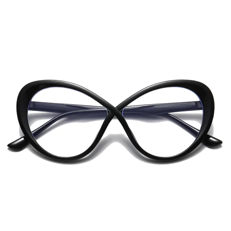 2024 New Curve Design Anti-Blue Light Glasses Eye Protection Eyeglasses Women Oversized Optical Frame Office Computer Goggles