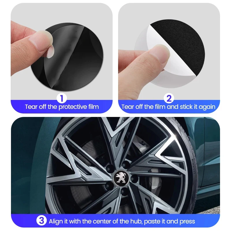 Car Decorative accessories Wheel Center Hub Center Sticker For Peugeot 206 301 307 308 3008 207 208 407 408 508 107 106 205 2008