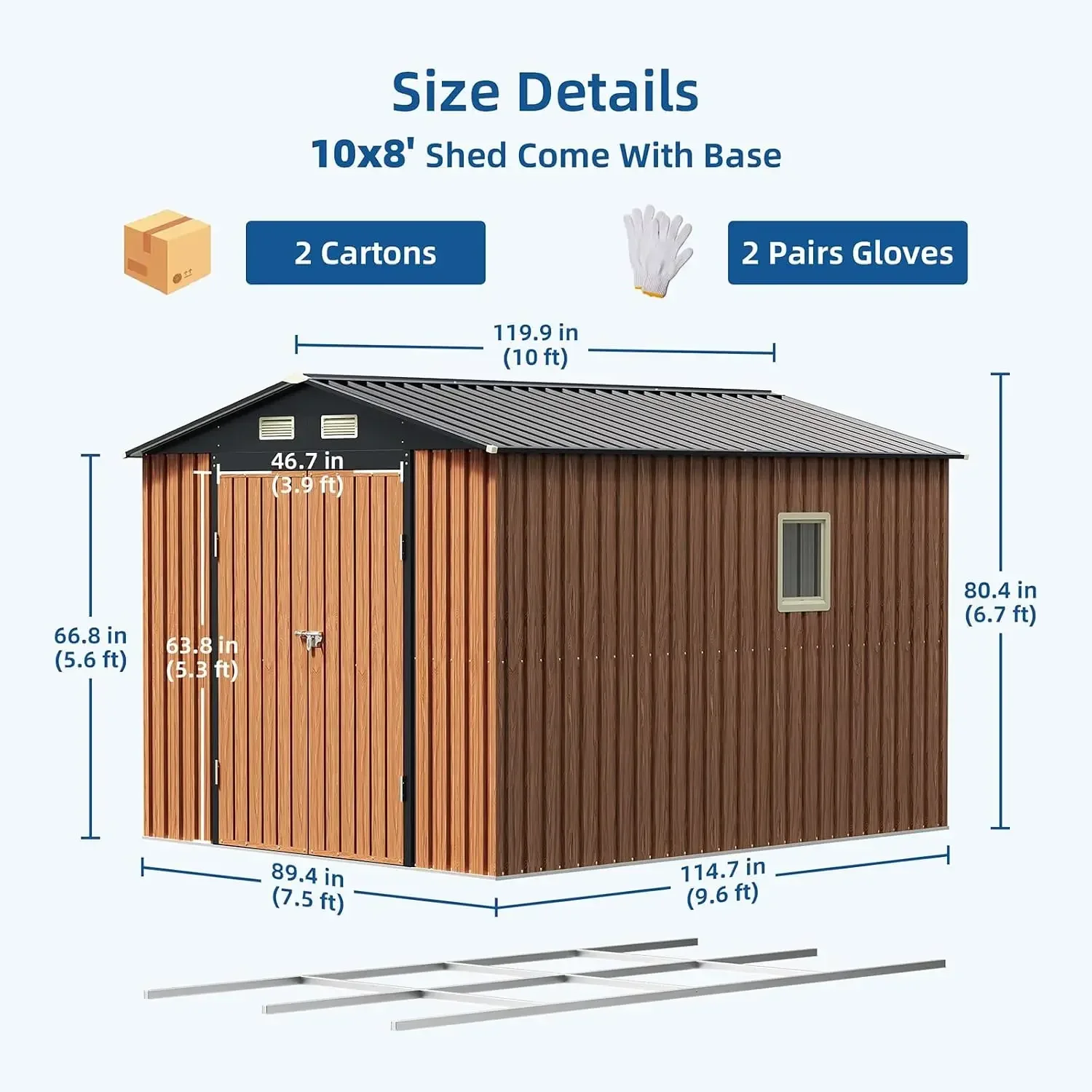 8x10 FT Outdoor Storage Shed, Metal Garden Shed with Floor Base & Updated Frame Structure, Lockable Door and, Customized
