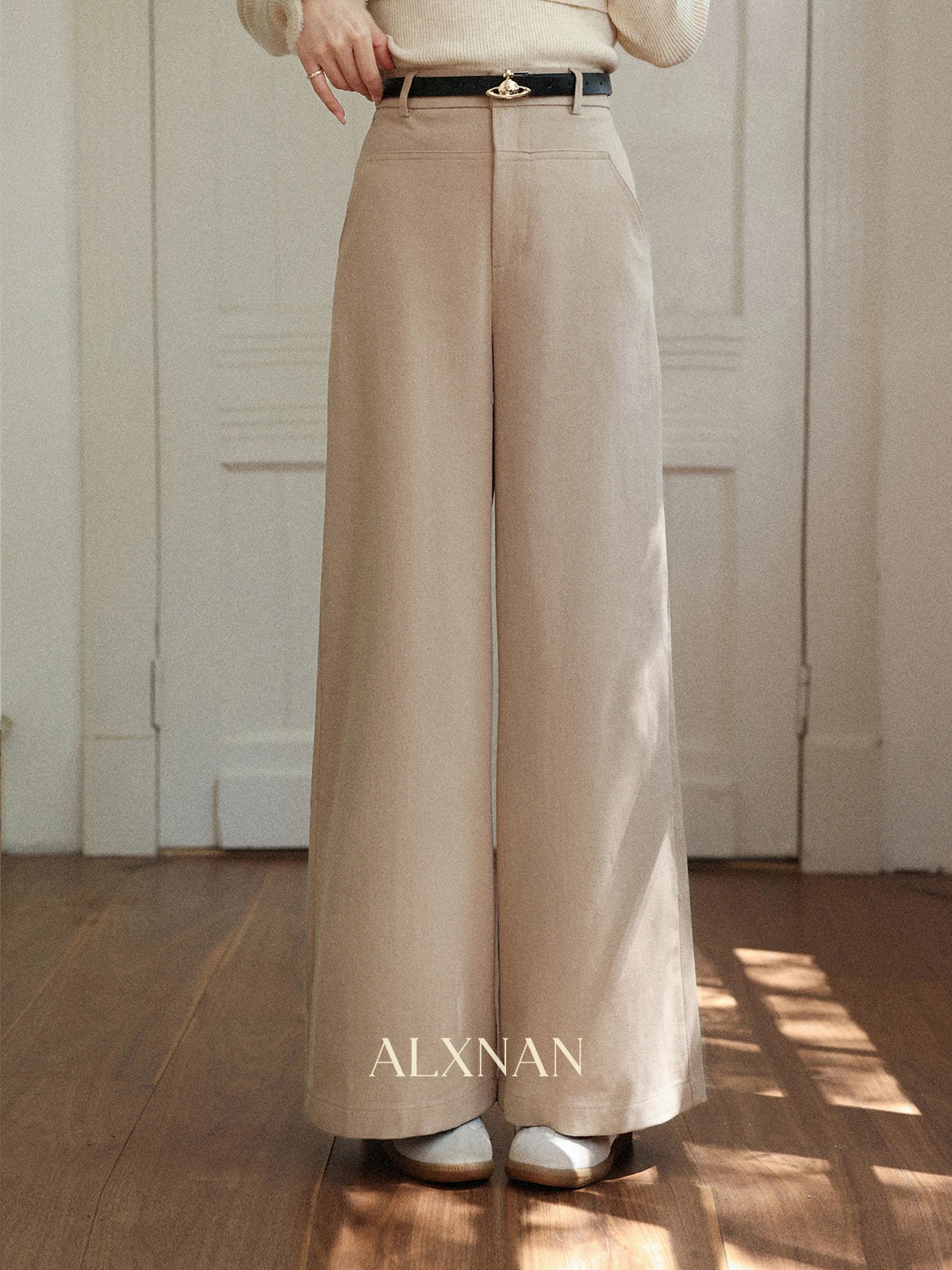 

Женские повседневные брюки с высокой талией, широкими штанинами, однотонные, свободного прямого кроя, для осени и зимы, маленькие размеры, длинные, для работы и повседневной носки