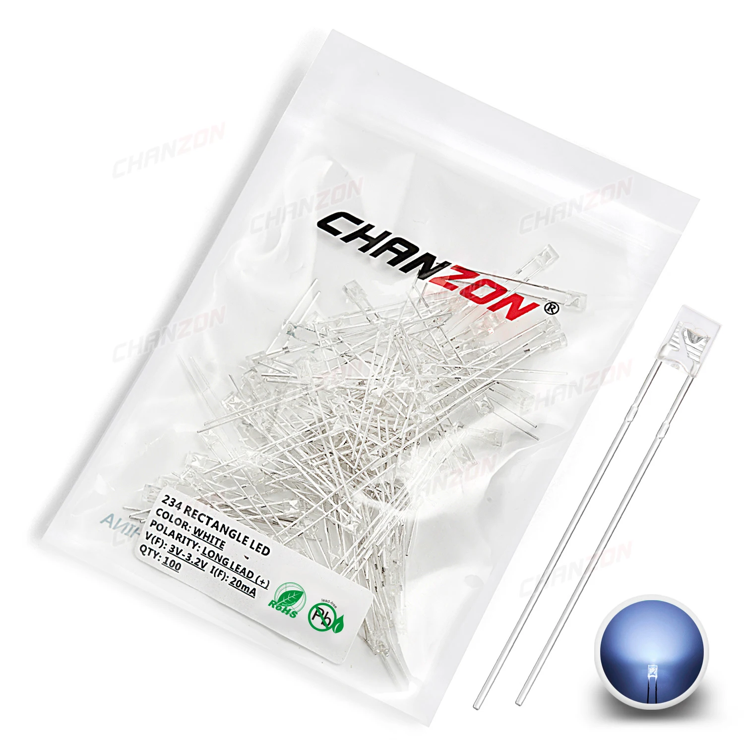 100szt 2x3x4 mm Kwadratowa dioda LED Biały Czerwony Zielony Niebieski Żółty Pomarańczowy 2x3x4mm Prostokątny 2V 3V DIY PCB Światła emitujące żarówkę — zdjęcie 6